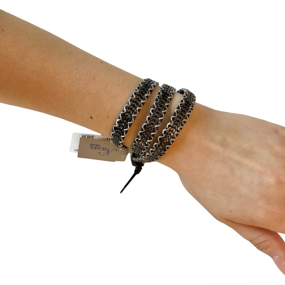 NWT Nakamol Silver Tone Three Layer Wrap Bracelet Jewellery O/S 22”